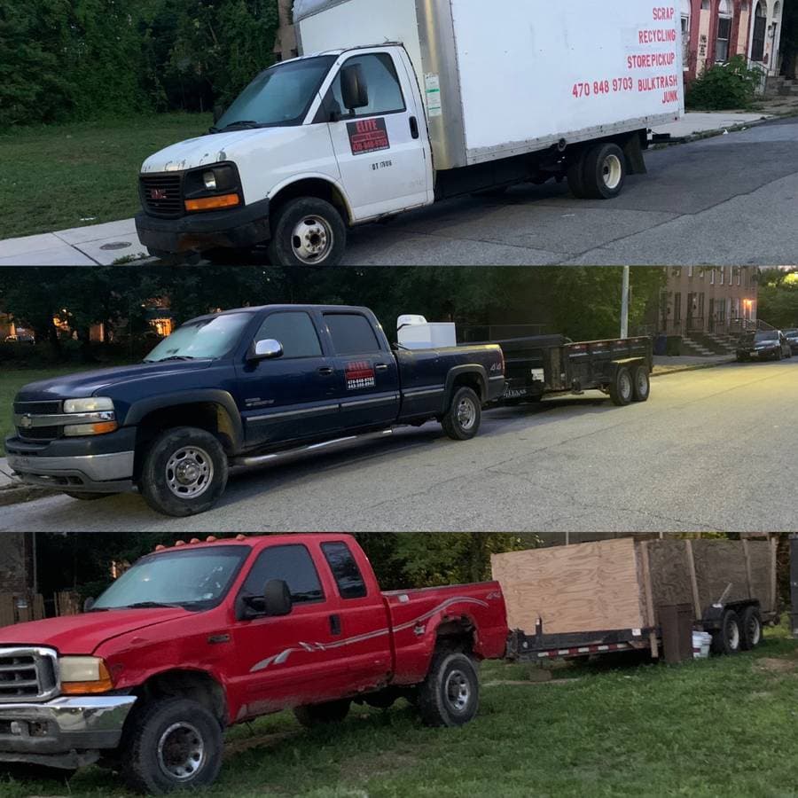 picture of three trucks with different types of trailers